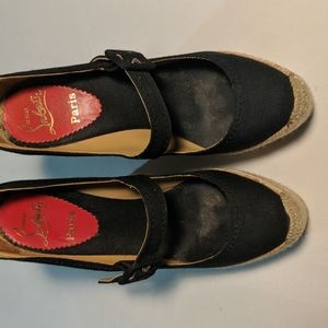 Christian Louboutin black wedge espadrilles.Size 37